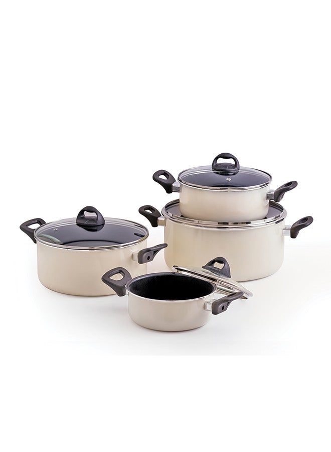 Trust 8-Piece Aluminum Cookware Set Cream/Black - Image 1