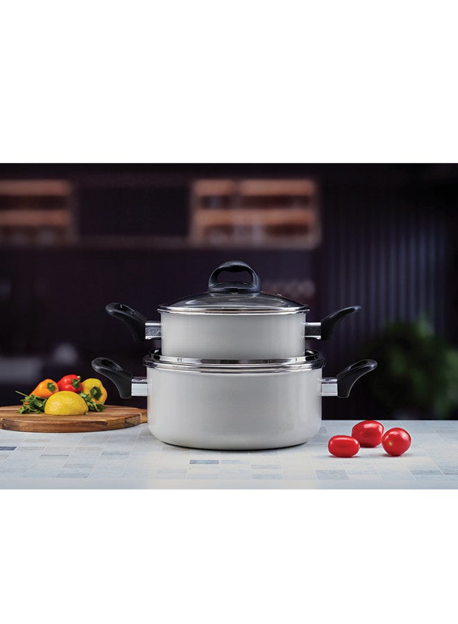 Trust 8-Piece Aluminum Cookware Set Cream/Black - Image 3