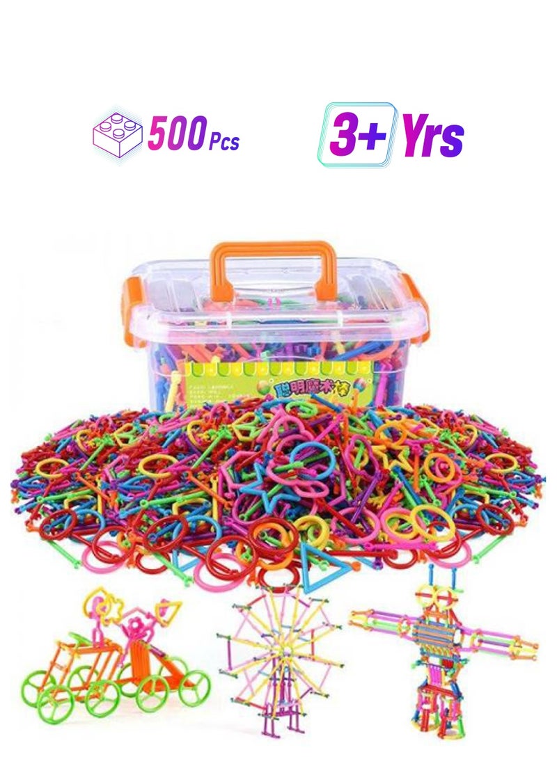 null - 500-Piece Color Connector Building Blocks Kit Durable And Sturdy-Assorted, 500 - Image 1