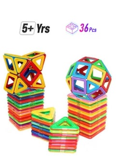 Generic PSLMT566 36-Piece Educational Magnetic Colorful Tiles Set 36 5+ Years  - Image 1