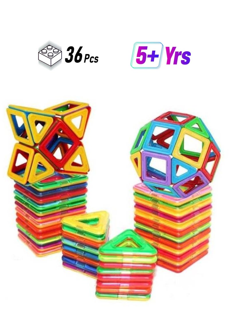 PSLMT566 36-Piece Educational Magnetic Colorful Tiles Set 36 5+ Years  - Image 1