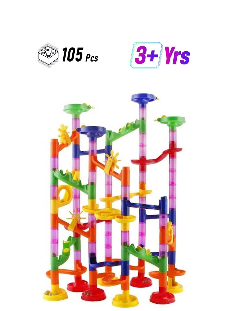 105-Piece DIY Construction Marble Race Run Maze Balls Pipeline Building Blocks 105  - Image 1