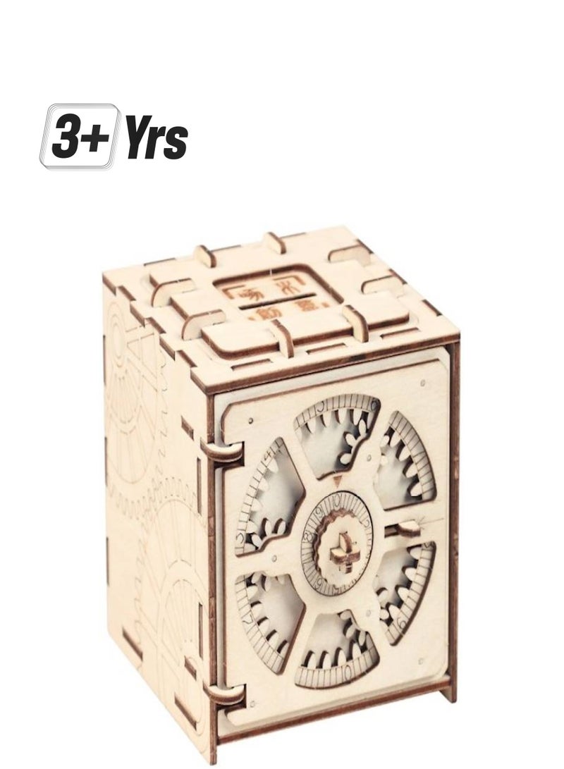 Puzzle Wood Storage Case Saving Money Box Code Design Mechanical Drive DIY Craft Assembly Kids Educational Toy Building Kits Style 2 3+ Years  - Image 1
