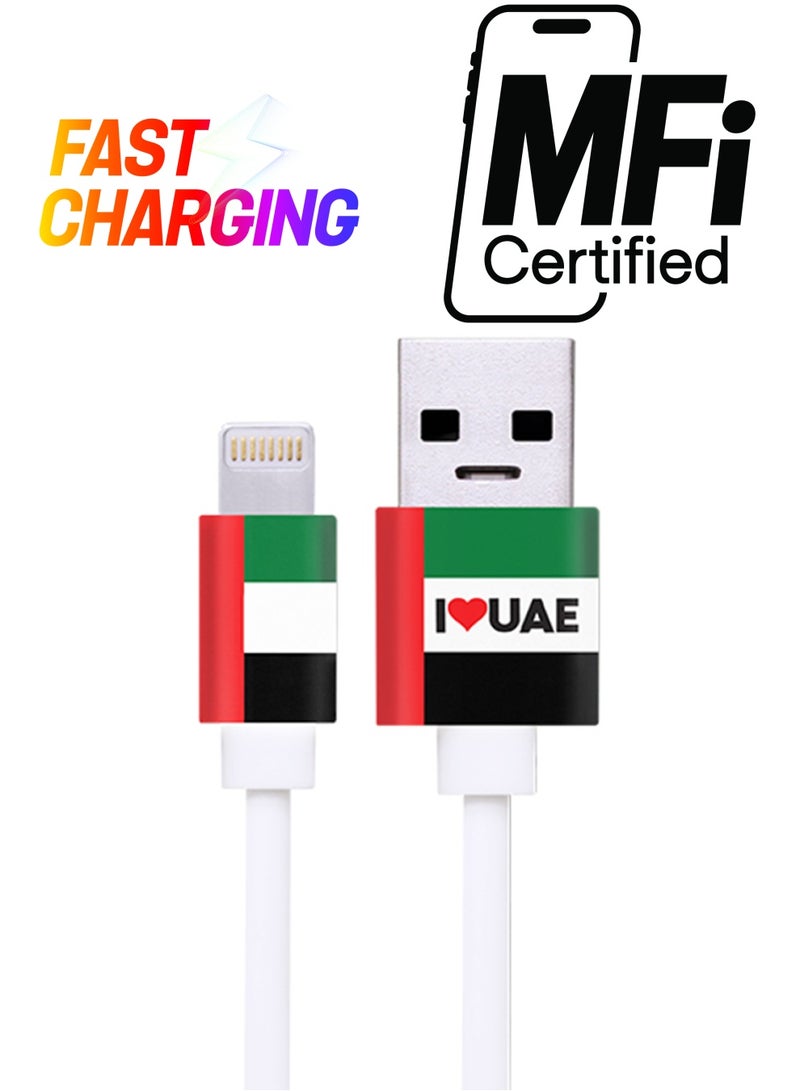 MY CABLE - I Love UAE Lightning To USB Cable White - Image 1
