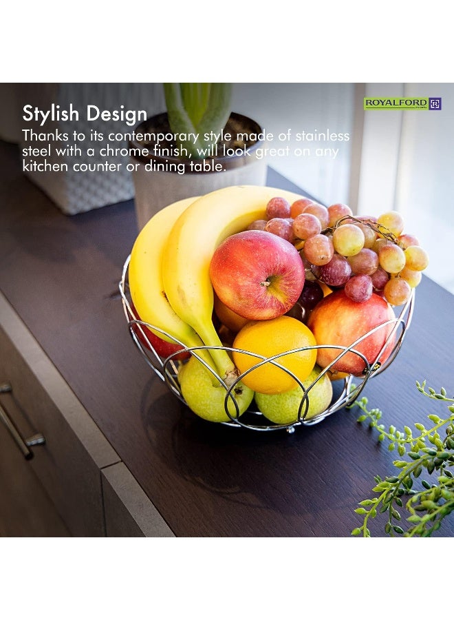 Royalford - Fruit Basket Chrome Platted Iron 27.5X12Cm Silver Silver 9cm - Image 1