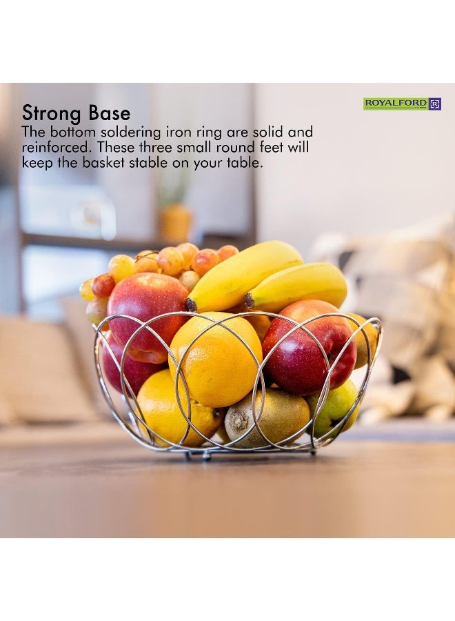 Royalford - Fruit Basket Chrome Platted Iron 27.5X12Cm Silver Silver 9cm - Image 1