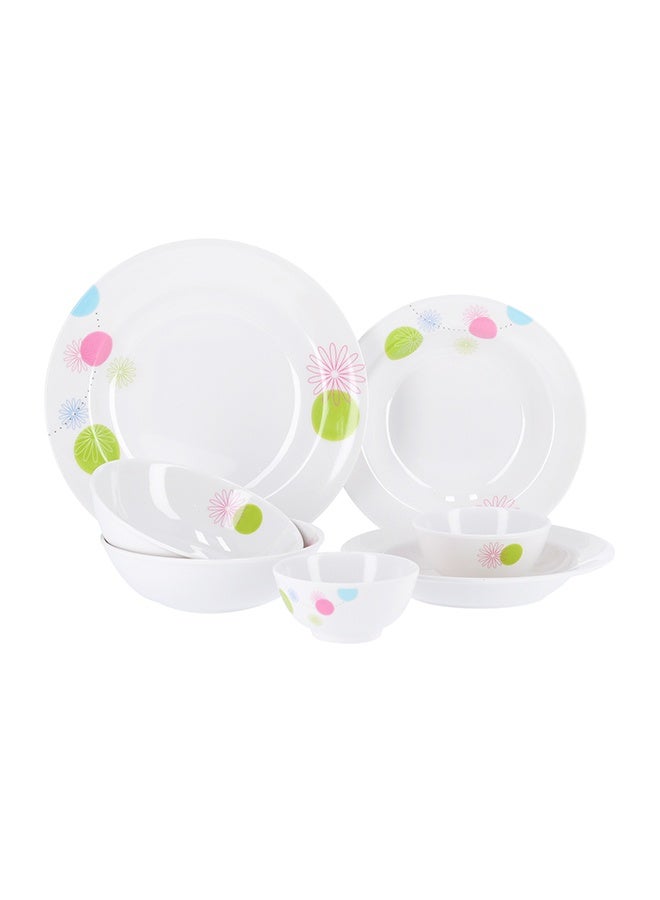 Royalford 20 Pieces Melamine Dinner Set Multicolor Assorted Design White 10inch  - Image 1
