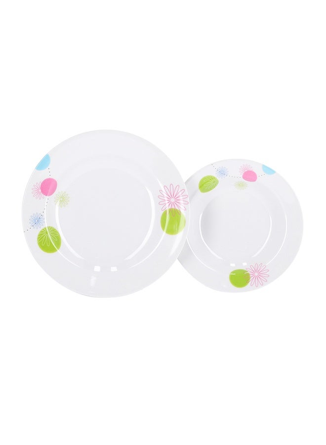 Royalford 20 Pieces Melamine Dinner Set Multicolor Assorted Design White 10inch - Image 2
