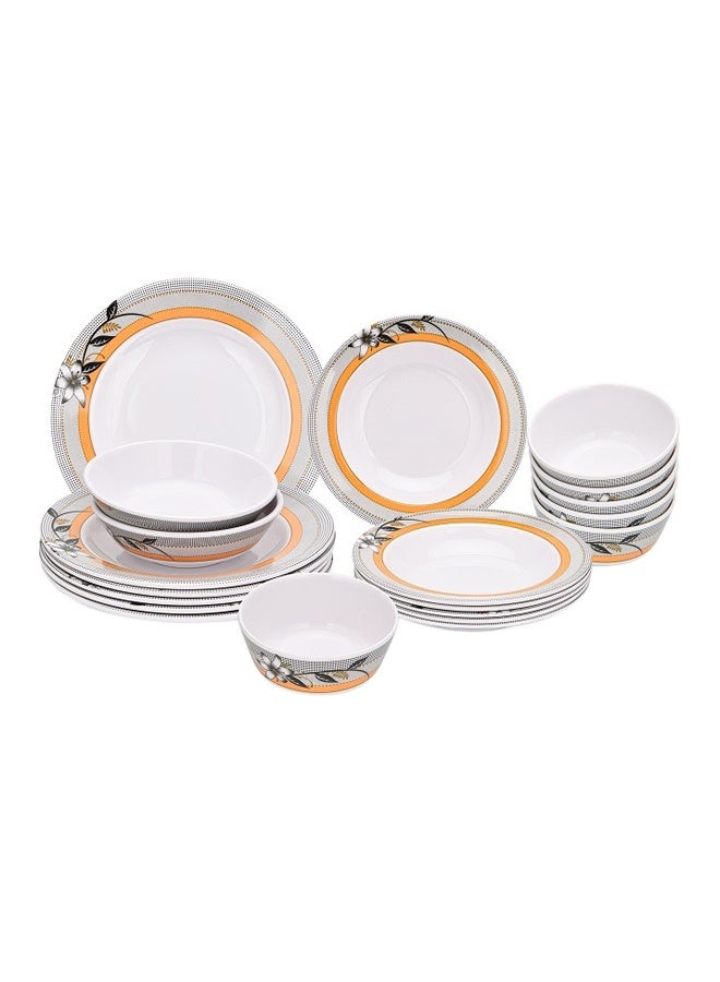 Royalford 20 Pieces Melamine Dinner Set Multicolor Assorted Design White 10inch - Image 3