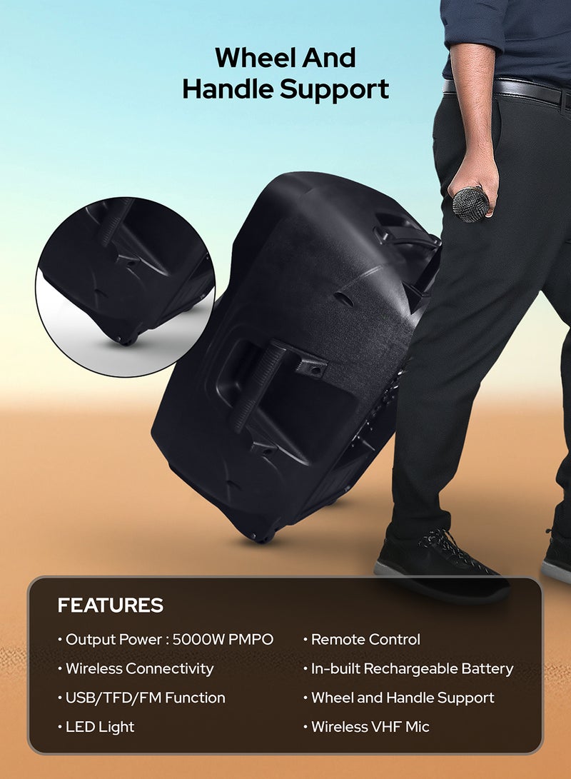 Portable Wireless Speaker and Sound System with Trolley with Mic & Remote Control Black