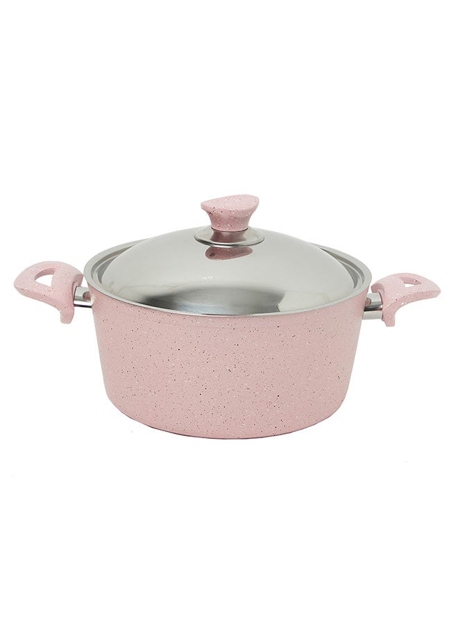 REGAL IN HOUSE - 13 Pieces Turkish Granite Cookware Set With Steel Lid Pink 24x24x10.5cm - Image 1