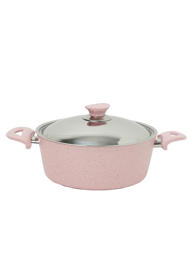 REGAL IN HOUSE - 13 Pieces Turkish Granite Cookware Set With Steel Lid Pink 24x24x10.5cm - Image 1