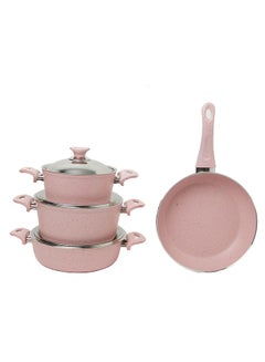 7 Pieces Turkish Granite Cookware Set With Steel Lid Pink 24x24x10.5cm - pnsku/N23043177A/45/_/1700586435/1ec5488f-574a-48c9-bf72-0341a561a1d9