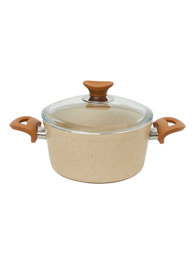 ريغال إن هاوس طقم قدور جرانيت صناعة تركية 7 قطع بغطاء زجاج شفاف بيج 24x24x10.5سم  - Image 3
