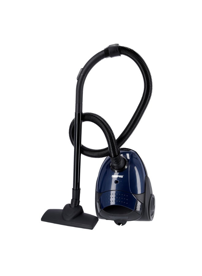 GEEPAS Vacuum Cleaner With 1.5 L Dust Bag Capacity and Dust Full Indicator| Powerful Suction and Low Noise| Includes Flexible Hose, Plastic Insert Tube and Plastic Floor Brush| Pedal Switch and Auto Rewinding 1.5 L 2200 W GVC2594 Blue, Black - Image 1