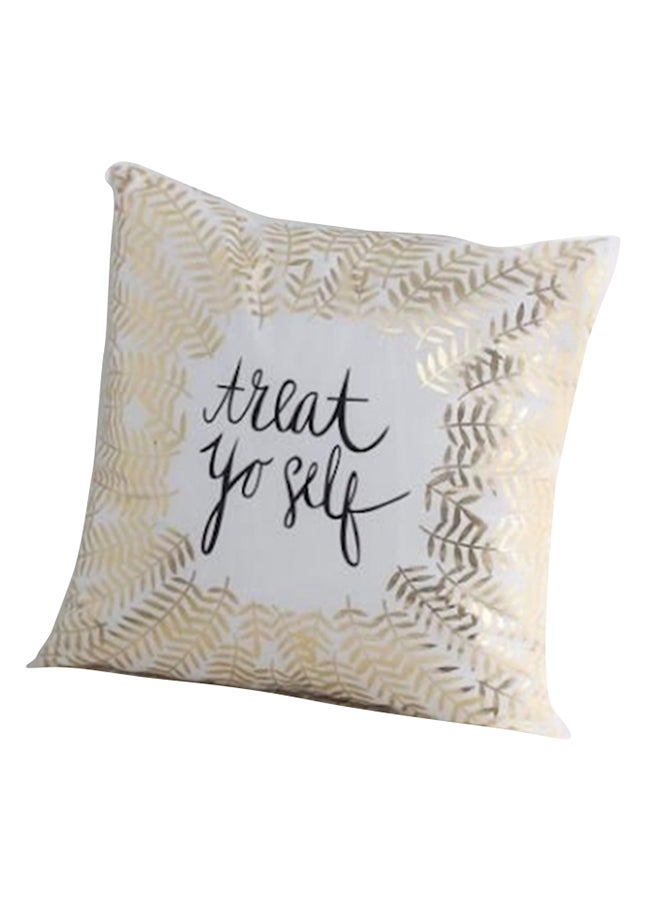 غطاء وسادة ديكور بطبعة عبارة "Treat Yo Self"