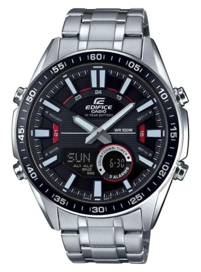 كاسيو ساعة يد إديفيس بعقارب ورقمية طراز EFV-C100D-1AVDF - 52 مم - فضي للرجال - Image 1