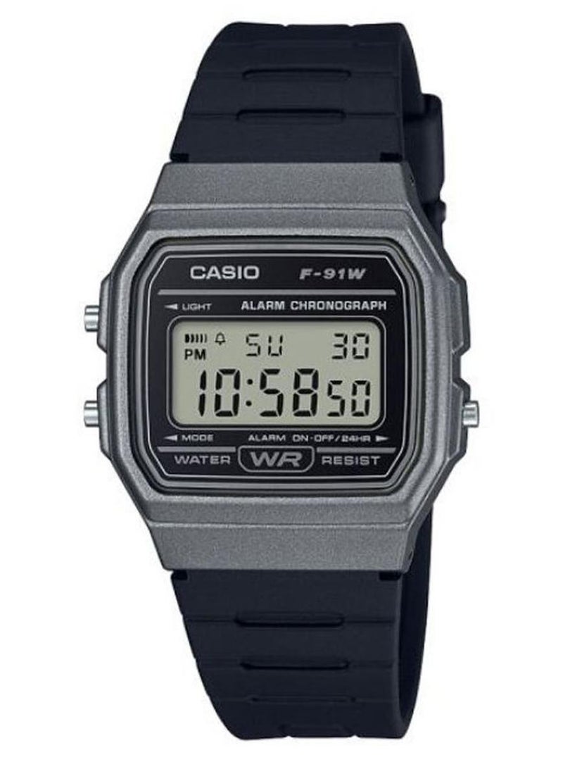 كاسيو ساعة يد إديفيس الرقمية طراز F-91WM-1BDF - 38 مم - لون أسود للرجال - Image 1