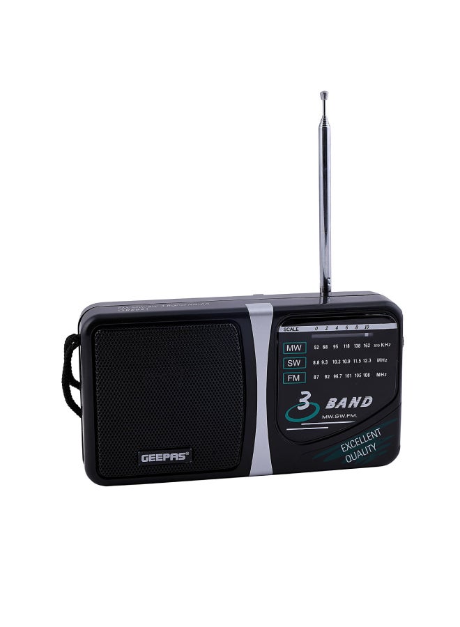 GEEPAS FM/ MW/ SW Radio With High Sensitivity, Good Reception, Earphone Incuded, Low Noise Black - Image 1