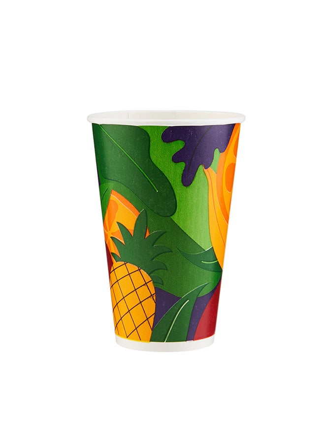 Hotpack Disposable Paper juice Cup 12 ounce with Clear Lid , 25 Pieces for Cold Beverage Water & Multicolour - Image 2