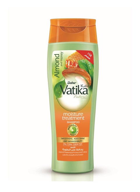 Vatika Naturals Mositure Treatment Shampoo 360 ml + 15 % OFF | Almond & Honey Smoothens, Adds Shine & Manageability For Dry, Frizzy & Coarse Hair 360.0ml