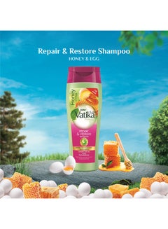 Dabur Vatika Naturals Repair & Restore Shampoo 180ml + 15% OFF | Honey & Egg with Natural Extracts | Repairs & Revitalizes Damaged and Split Hair 180.0ml  - Image 2