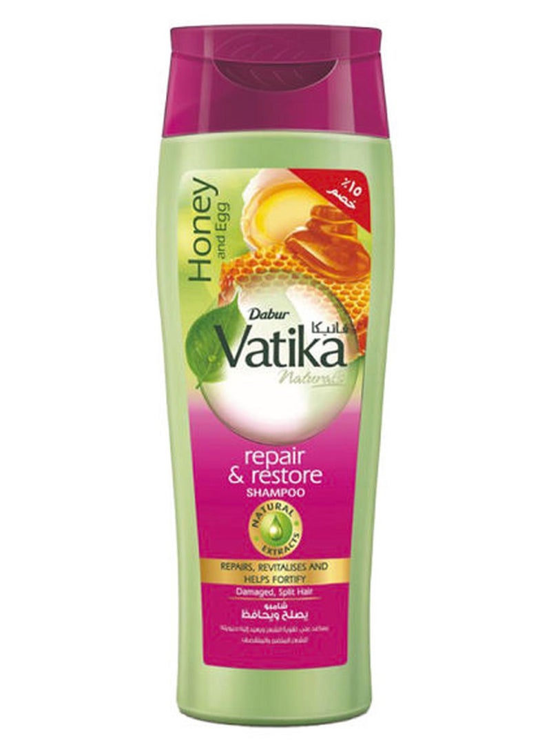 Dabur Vatika Naturals Repair & Restore Shampoo 180ml + 15% OFF | Honey & Egg with Natural Extracts | Repairs & Revitalizes Damaged and Split Hair 180.0ml - Image 1