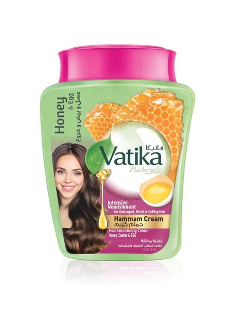 Vatika Naturals Intensive Nourishment Hammam Cream | Egg, Honey, Castor & Egg | For Damaged, Weak & Falling Hair | 225grams