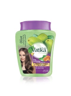 Dabur Vatika Naturals Deep Conditioning Hammam Cream | With Olive, Almond & Henna; Silky & Shiny Hair 225grams  - Image 1