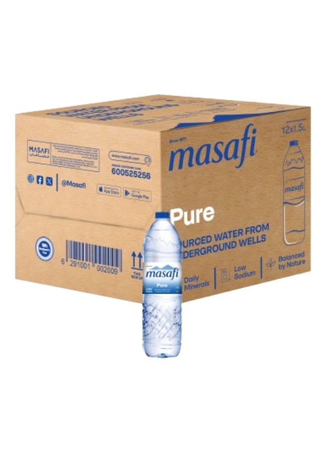 Masafi Pure Low Sodium Natural Water 1.5Liters Pack of 12
