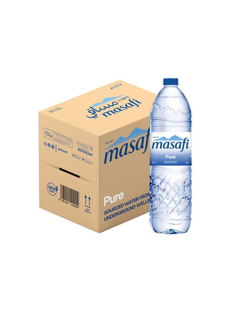 مسافي ماء طبيعي نقي منخفض الصوديوم 1.5لترات عبوة من 12 قطعة - Image 1