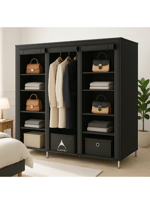 Fabric Wardrobe Organizer Black 130x175x45cm
