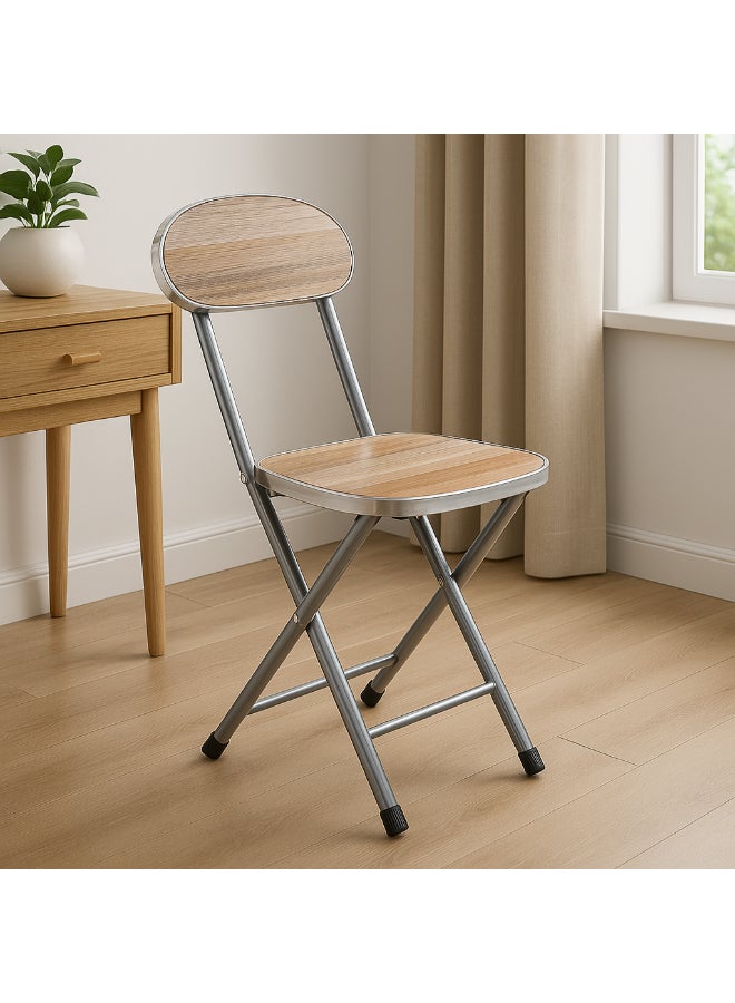 ALMUFARREJ - Wooden Chair Brown/Silver/Black 56x30x30cm - Image 1