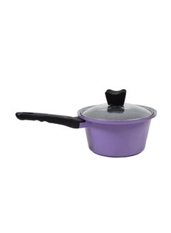 Balzano Ceramic Coating Sauce Pan With Glass Lid Purple/Black 18 Centimeter Purple/Black 18 Centimeter  - Image 1