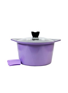Balzano Ceramic Coating Sauce Pot With Glass Lid Purple/Black 28 Centimeter Purple/Black 28 Centimeter  - Image 1