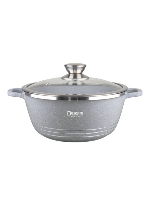 Granite Non Stick Casserole Pot With Lid Gray 36cm