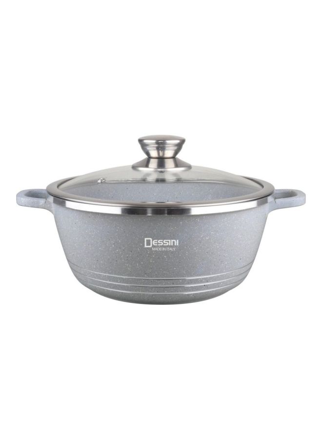 DESSINI Granite Non Stick Casserole Pot With Lid Gray 36cm 