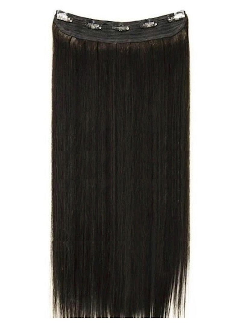 Straight Remy Clipin Human Hair Extensions Black 24inch - Image 1