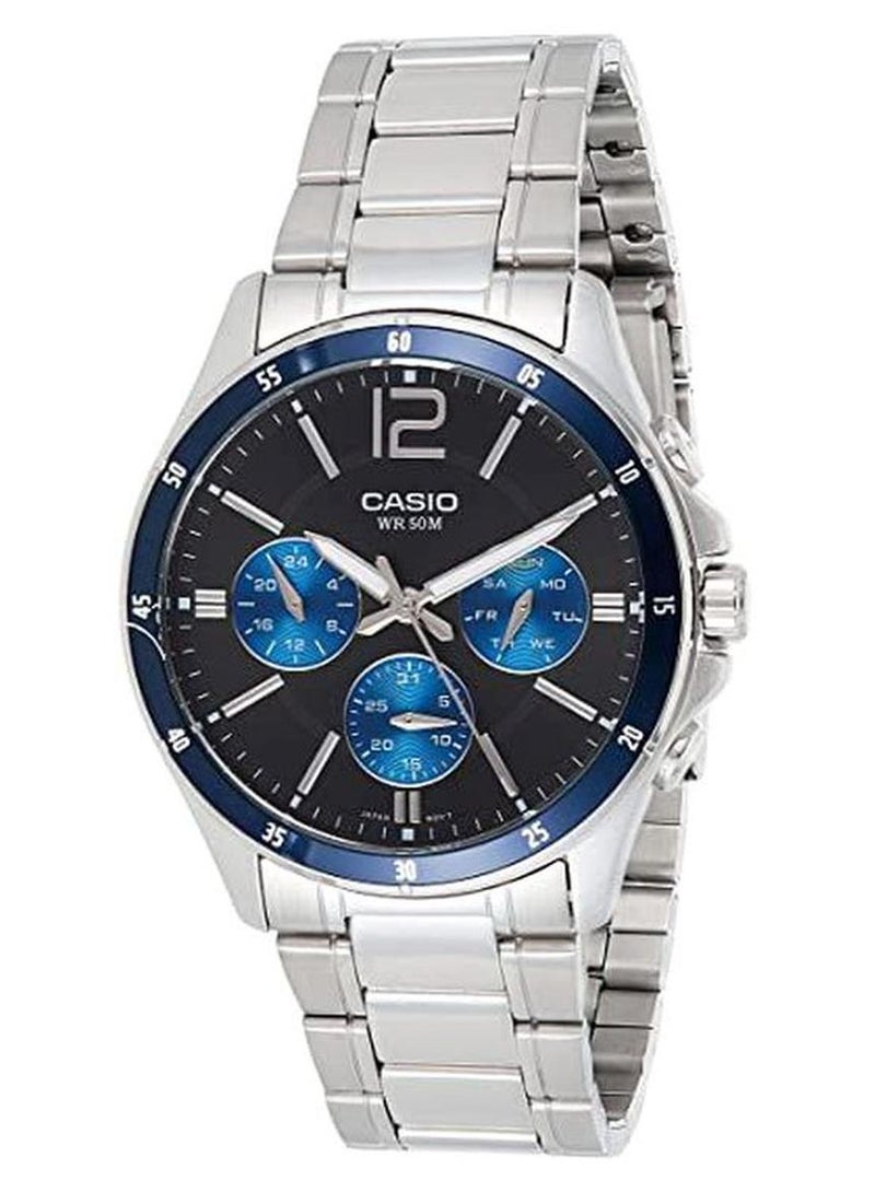 كاسيو ساعة يد إنتايسر بعقارب طراز MTP-1374D-2AVDF - 35 مم - فضي للرجال - Image 1