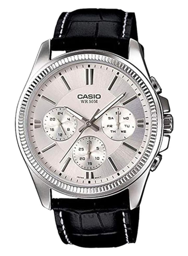 كاسيو ساعة يد إنتايسر بعقارب طراز MTP-1375L-7AVDF - 48 مم - أسود/أبيض للرجال - Image 1