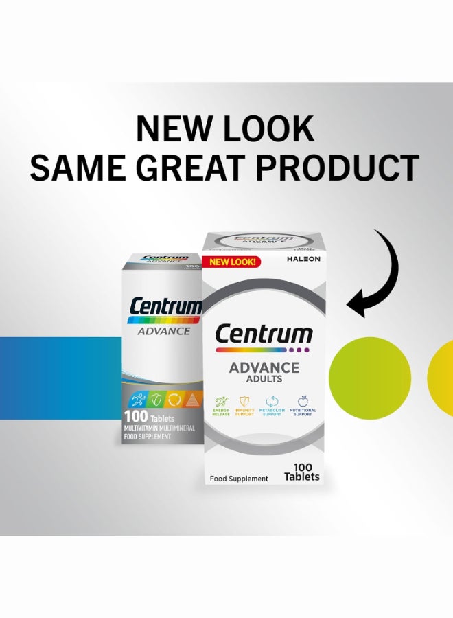 Centrum - Advance Multivitamin And Mineral Food Supplement - 100 Tablets - Image 1