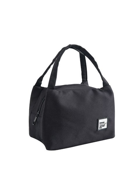 Insulated Canvas Tote Lunch Bag Cotton Black 23 x18 x 15cm