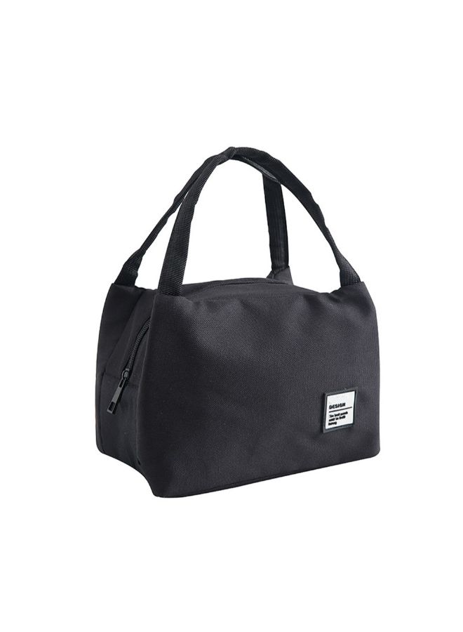CYTHERIA Insulated Canvas Tote Lunch Bag Cotton Black 23 x18 x 15cm - Image 1
