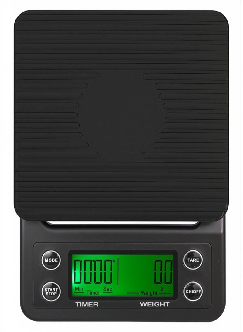Cuisine Art Digital Coffee Drip Scale with Timer, High-Precision Kitchen Weighing Scale, LCD Display with Silicone Mat, Pour Over & Espresso Brewing Tool, Black ,Coffee Scale with Timer, Digital Pour Over Scale, Espresso Drip Scale, Precision Coffee Scale, Barista Tools, Kitchen Weighing Scale, Digital Brewing Scale, Coffee Weight Scale, Drip Coffee Accessories, Compact Kitchen Scale, UAE Coffee Supplies. Black Black - Image 1
