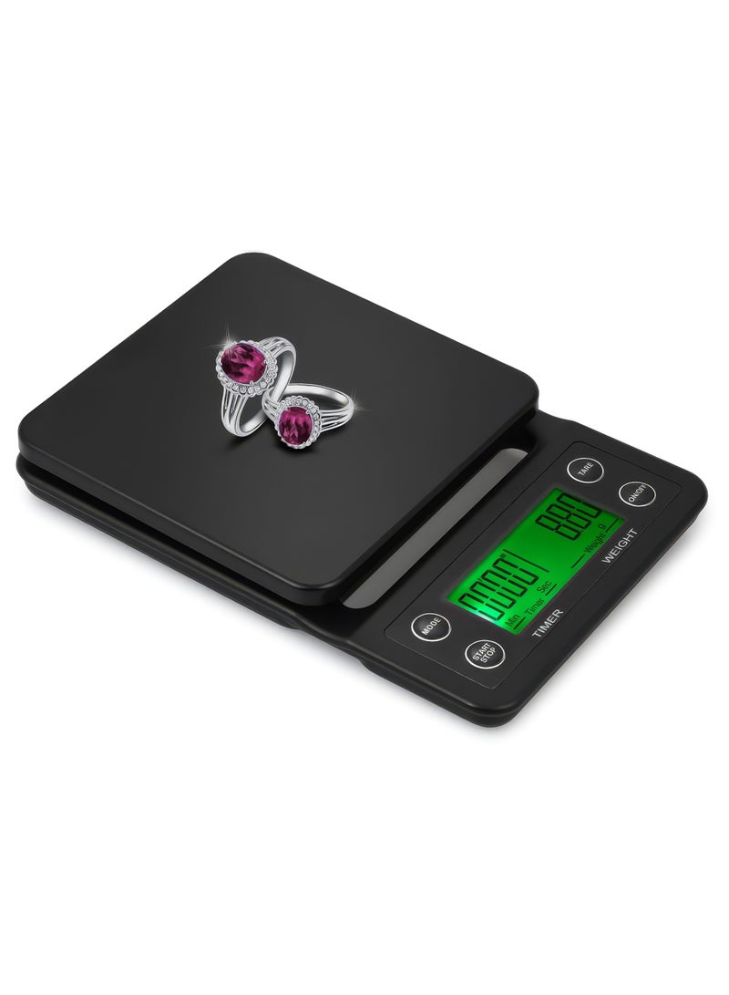 Cuisine Art Digital Coffee Drip Scale with Timer, High-Precision Kitchen Weighing Scale, LCD Display with Silicone Mat, Pour Over & Espresso Brewing Tool, Black ,Coffee Scale with Timer, Digital Pour Over Scale, Espresso Drip Scale, Precision Coffee Scale, Barista Tools, Kitchen Weighing Scale, Digital Brewing Scale, Coffee Weight Scale, Drip Coffee Accessories, Compact Kitchen Scale, UAE Coffee Supplies. Black Black - Image 3