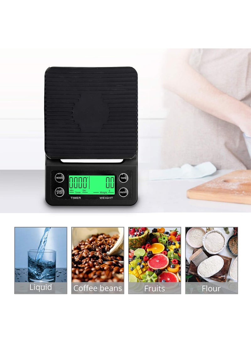 Cuisine Art Digital Coffee Drip Scale with Timer, High-Precision Kitchen Weighing Scale, LCD Display with Silicone Mat, Pour Over & Espresso Brewing Tool, Black ,Coffee Scale with Timer, Digital Pour Over Scale, Espresso Drip Scale, Precision Coffee Scale, Barista Tools, Kitchen Weighing Scale, Digital Brewing Scale, Coffee Weight Scale, Drip Coffee Accessories, Compact Kitchen Scale, UAE Coffee Supplies. Black Black - Image 5