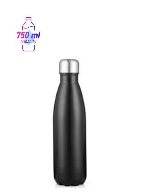 Double Wall Vacuum Insulated Water Bottle Black/Silver 8.5 x 8.5 x 32cm