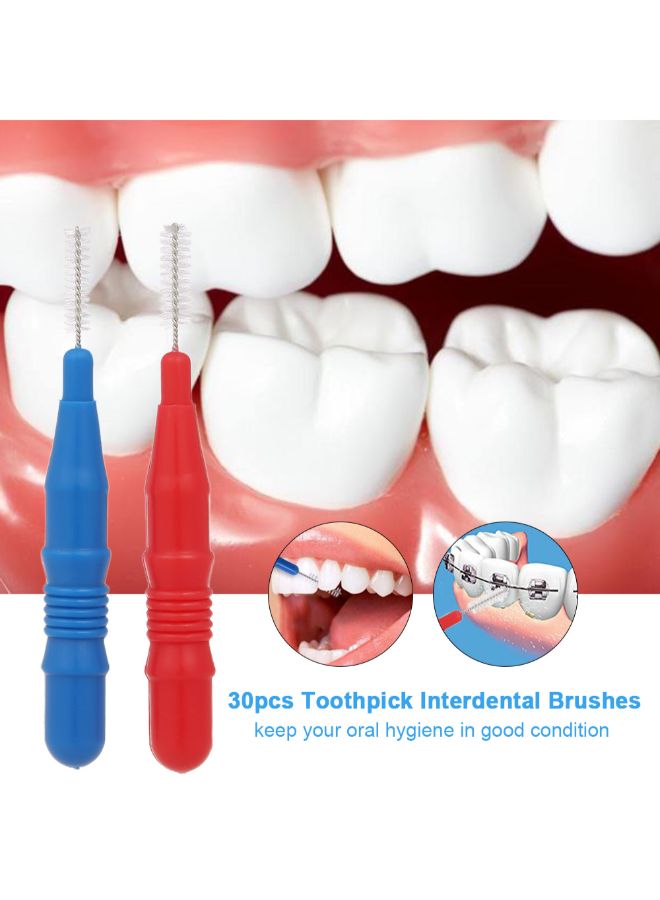طقم مكون من 30 قطعة فرش للتنظيف ما بين الأسنان أحمر/أزرق 0.046كيلوجرام - Image 4