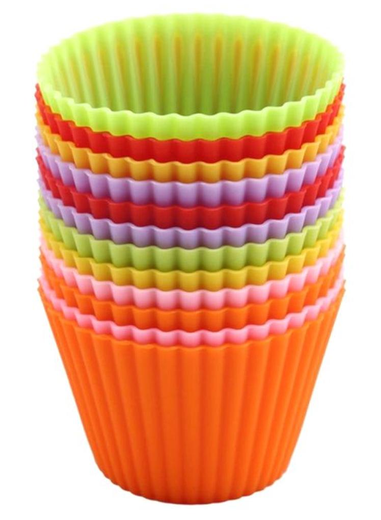 شاربدو مجموعة قوالب كب كيك وشوكولاتة من السيليكون من 12 قطعة متعدد الألوان - Image 1