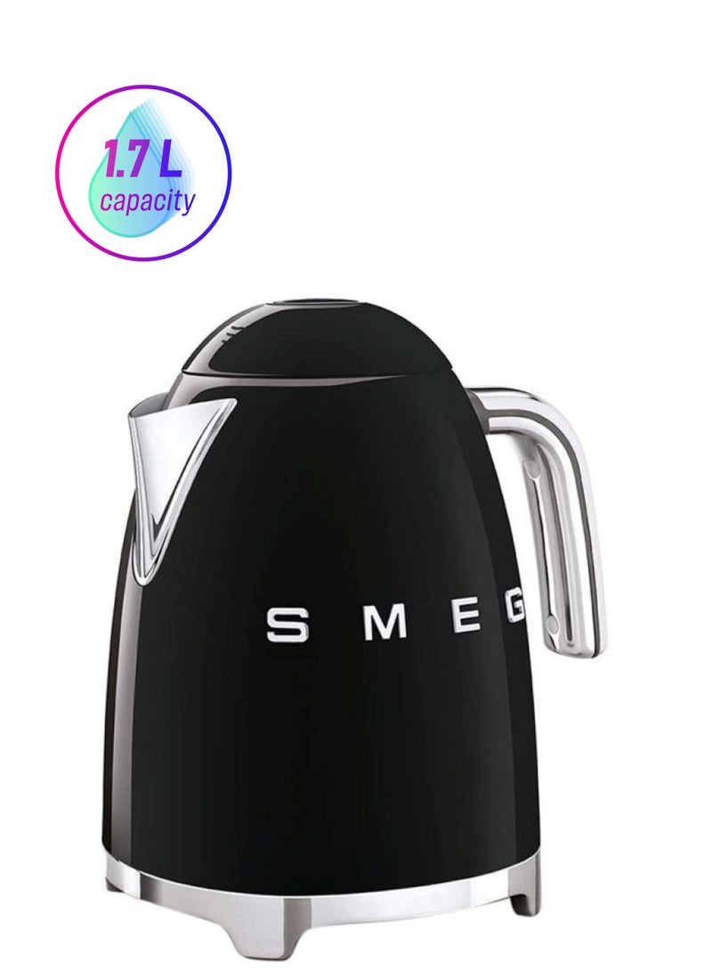smeg 50's Retro Style Aesthetic Electric Kettle 1.7 L 2400 W KLF03BLUK/AU Black/Silver  - Image 1